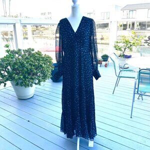 RIXO Elsie Chiffon Dress Starry Night Dark Navy